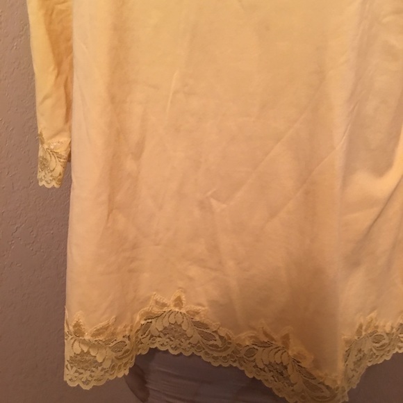 Coldwater Creek Bright Gold Lace Trim Top 1X - Picture 2 of 8